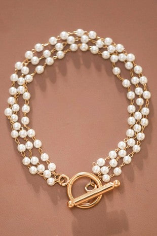 18k Gold Plated Dainty Pearl Bracelet